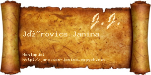 Járovics Janina névjegykártya